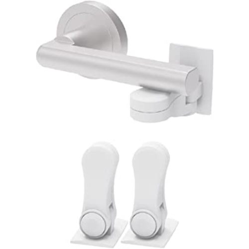 Inaya Child Proof Door Lever Lock - Door Handle Lock - 3M Adhesive - Minimalist Design - No Drilling Child Safety Door Handle Locks (2 Pack)