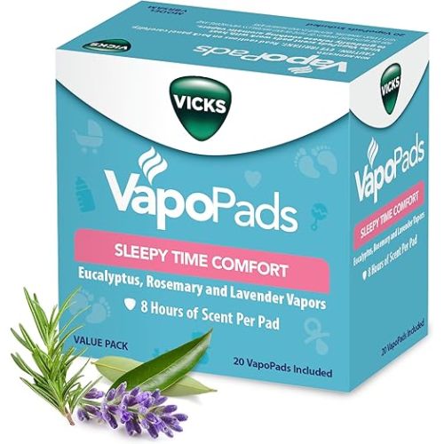 Vicks VapoPads Sleepy Time Comfort - Vapor Pads Refill Humidifiers and Steam Inhalers - Rosemary, Lavender, and Eucalyptus, FSA/HSA Eligible, 20-Pack, Box Color May Vary