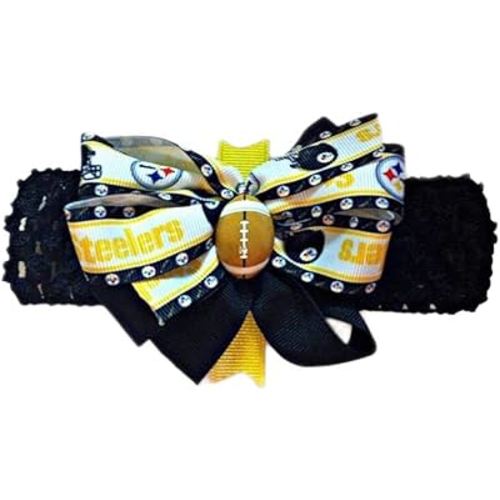Steelers Baby Girl Boutique Bow Crocheted Headband