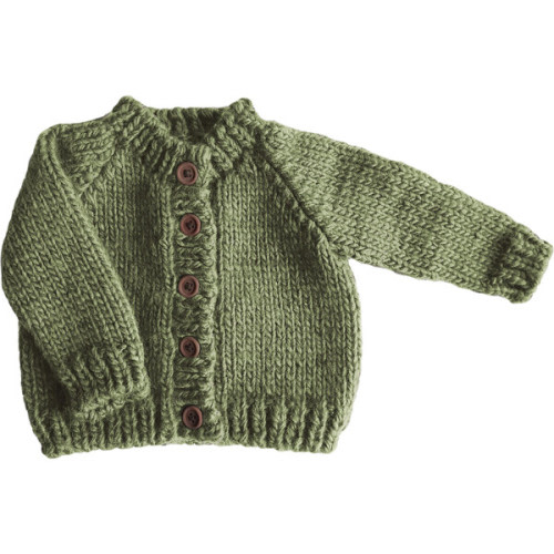 Classic Cardigan, Olive | 6-12 Months
