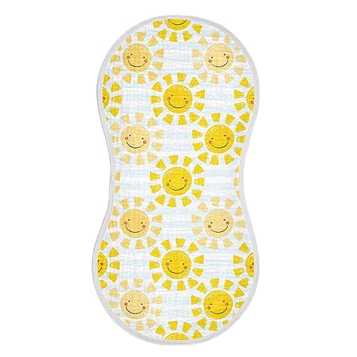 Kigai Cute Sunshine Muslin Baby Burp Cloths - Super Absorbent and Soft Burping Rags - Cotton Burp Clothes Set for Boys and Girls, 2 Pack