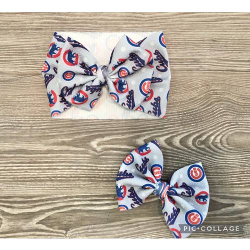 Chicago Cubs Baby Headwrap- Baseball Bow