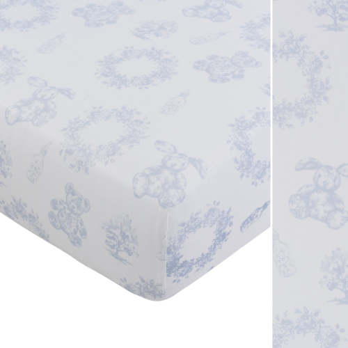 Little Loungers Kipp Baby Blue Petit Toile Fitted Porta Crib Sheet - Kipp Baby Blue Petit Toile Fitted Porta Crib Sheet