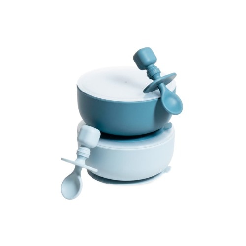 Silicone Baby Feeding Set with Suction Bowls & Spoons, 4-Piece