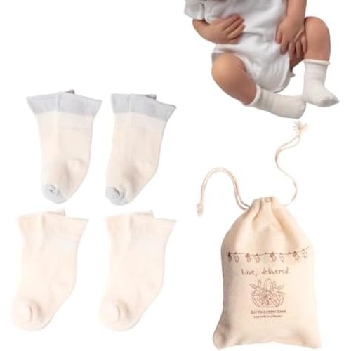 Organic Preemie Socks - Girls & Boys Premature Baby Turn Cuff Tiny Socks, 2-5lb -Preemie Clothes Hypoallergenic Cotton