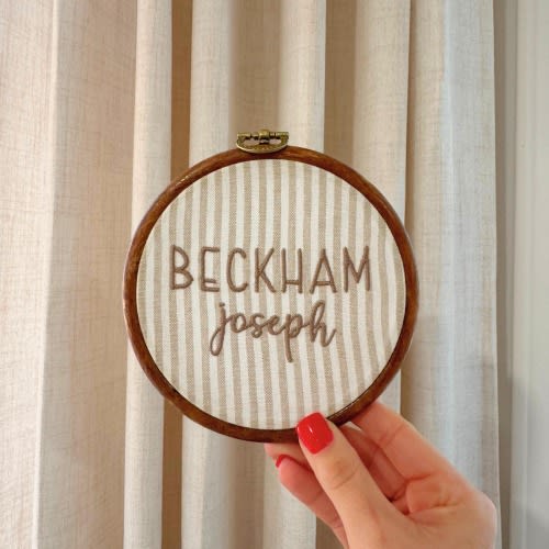 Baby name sign embroidered announcement, Newborn birth announcement plaque, Name birth announcement, Hospital Door Name Plate
