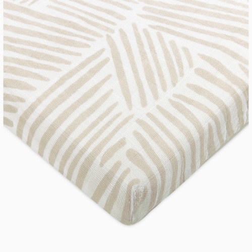 babyletto All-Stages Midi Crib Sheet - Oat Stripe