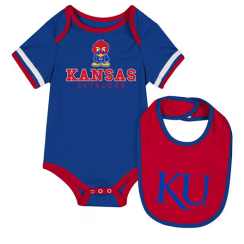 Kansas Jayhawks Colosseum Baby ROYAL The Gift Romper with Bib Set - 150319579