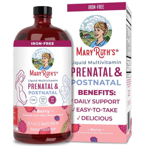 MaryRuth Organics Prenatal & Postnatal Liquid Multivitamin, Berry Flavor, Vegan, Non-GMO, 32 fl oz