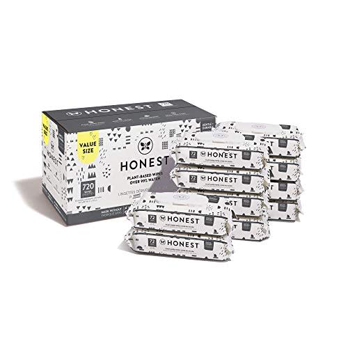 The Honest Company Clean Conscious Unscented Wipes | Over 99% Water, Compostable, Plant-Based, Baby Wipes | Hypoallergenic for Sensitive Skin, EWG Verified | Pattern Play, 720 Count - 72 Count (Pack of 10)