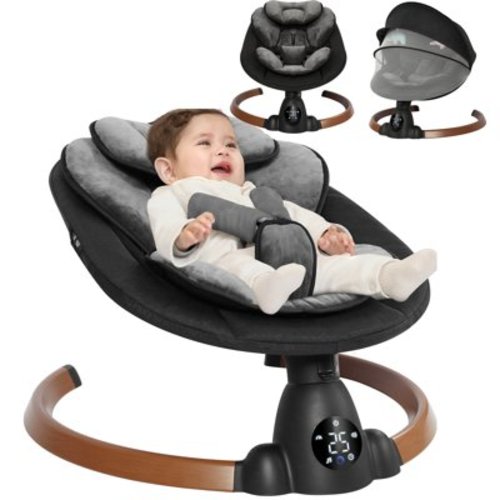 Babyeap Baby Swing for Infants - Smart Electric Swing with Bluetooth Control 5-point Harness,5 Sway Speed,10 Lullabies(Black)