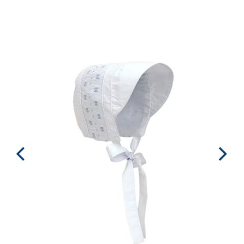 Sweetly Smocked Bonnet - Worth Avenue White with Buckhead Blue