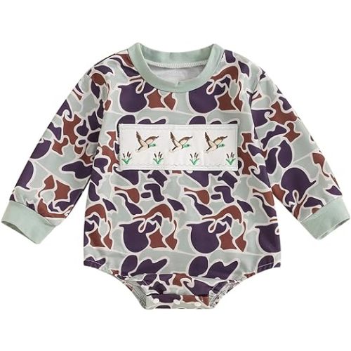 Pudcoco Duck Hunting Baby Clothes Infant Baby Boys Girls Camoflage Embroidered Mallard Duck Sweatshirt Romper