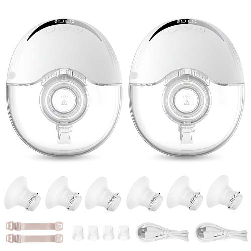 Hands-Free Wearable Breast Pump,Double Breast Pump 4 Modes 12 Levels of Suction 24mm flanges, Come with 21mm/19mm/17mm Inserts