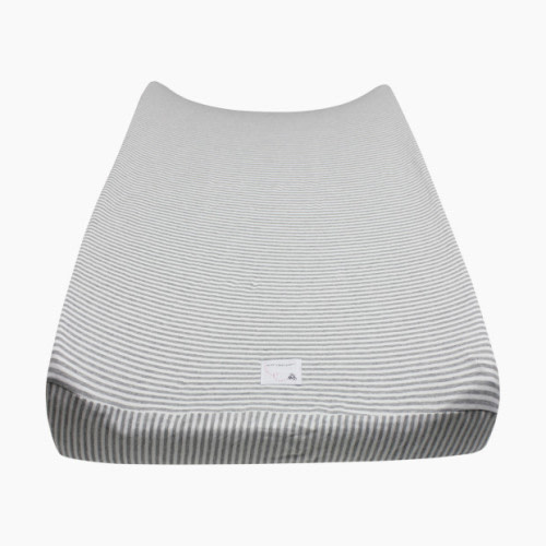 Burt\'s Bees Baby Organic Cotton Jersey Changing Pad Cover - Heather Grey Classic Stripe