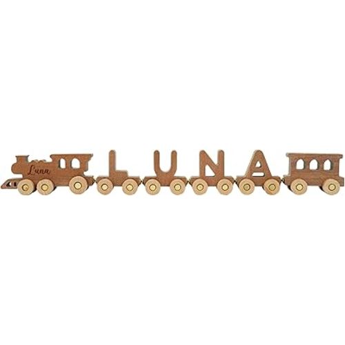 Personalized Magnetic Wooden Alphabet Train Set, Custom Name Trains Wooden, Letter Train Puzzle Educational Toys for Kids & Toddlers, Unique Gift for Birthday & Christmas & Easter