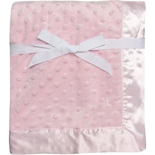 Baby Starters Textured Dot Blanket with Satin Trim, Pink 30" x 40"