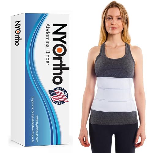 NYOrtho Post Surgery Abdominal Binder - Waist Support Belt for Men & Women - Postpartum Belly Band - Tummy Tuck Compression Garment - MADE IN USA (30" - 45") 3 Panel - 9"