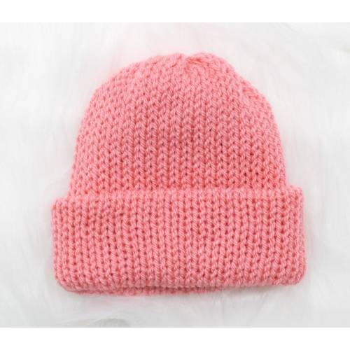 0-3 M | Blush | Hand made knit baby hat