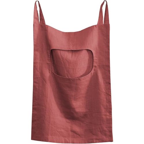 Amazhiyu 100% Linen Door Hanging Laundry Hamper Bag, 19x27 Inches Red