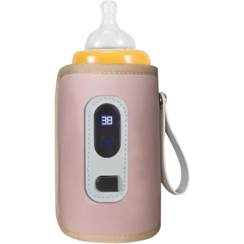 Portable Bottle Warmer Insulation Cover, Baby Milk Heat Keeper Cover with Temperature Adjustment, USB Warmer Bottle Cover for Car Travel