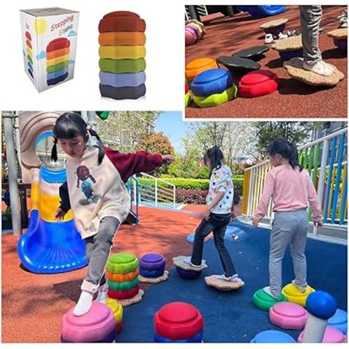 Balance Stepping Stones for Kids, Toddler Stepping Stones,Stepping Stones for Toddlers,Sensory Stepping Stones,and also a Balance Board for kids and a Swing Stool