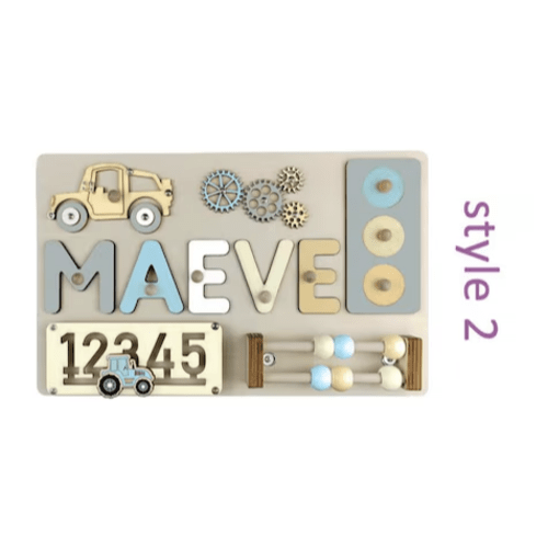 Name Puzzle Montessori Busy board for Toddlers - Personalized Puzzle Wooden Toy Baby Shower, Christmas, or 1st Birthday Gift
