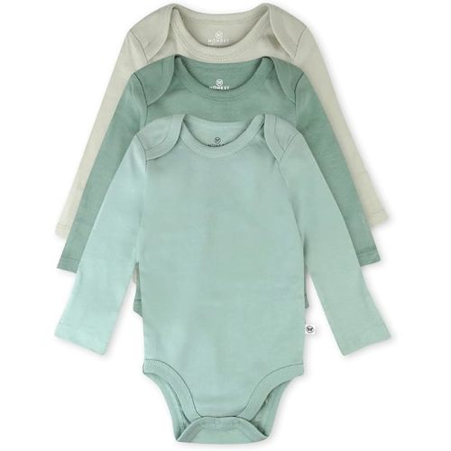 HonestBaby Baby 3-Pack Long Sleeve Bodysuits One-piece Organic Cotton for Infants