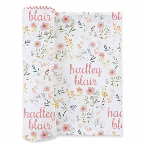 Winnie's Wildflowers Personalized Swaddle Blanket