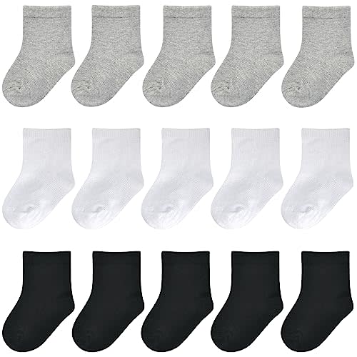 Baby Socks Infant White Crew Socks Newborn Dress Socks Baptism Christening Baby Girls Boys 0-3/3-6/6-12 months 15 Pack