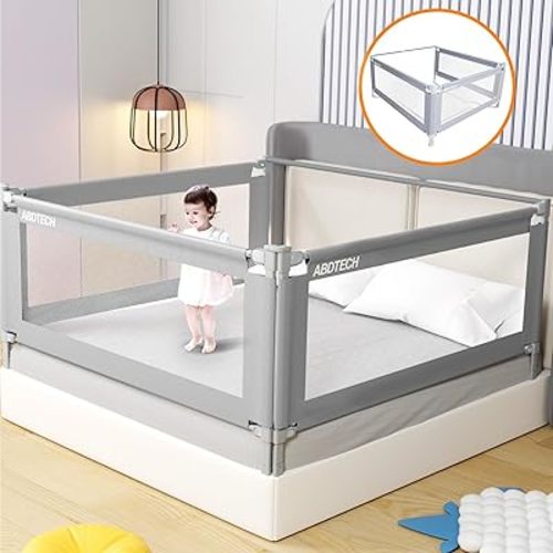 Bed Guard Rail for Toddlers - 3 Sides Safety Baby Bed Rail Guard with Reinforced Large S-Shape, Infants Height Adjustment Guardrail for Queen King Size Full Size Bed -3 Pack, 78.7x78.7x74.8”