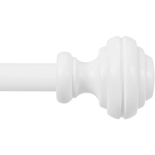 White Curtain Rods for Windows 48-84 inch,3/4 inch Heavy Duty Adjustable Decorative Curtain Rod with Modern Finials,Window Rods for Bedroom, Living Room,Patio and Kitchen