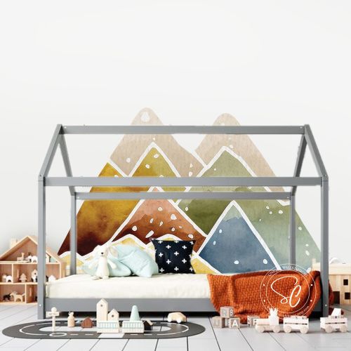 Boho Mountain Wall Decal, Mountains wall sticker,Peel and Stick Mountains, Mountain Mural, Nursery Wall Art