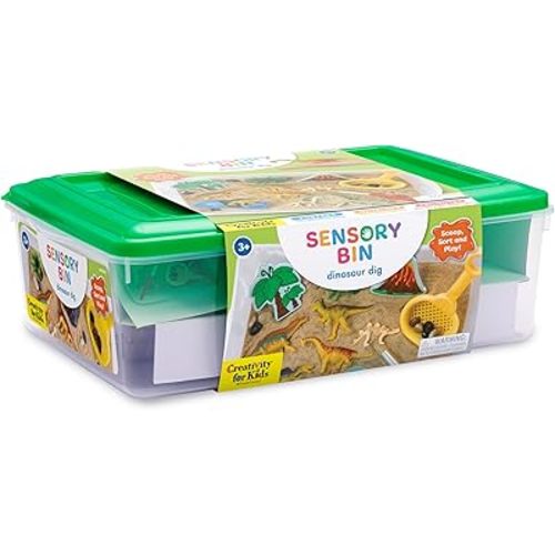Creativity for Kids Sensory Bin: Dinosaur Dig - Toddler Sensory Toys, Sensory Bin Filler and Toddler Activities for Boys and Girls, Dinosaur Toys for Kids Ages 3-5+