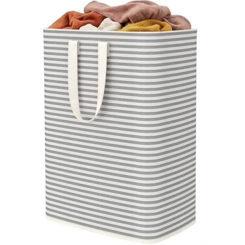 Lifewit 1 Pack Laundry Basket 65L Each, Collapsible Clothes Hamper with Reinforced Handles, Freestanding Waterproof Design for Bedroom and Laundry Room, Grey 65L Total