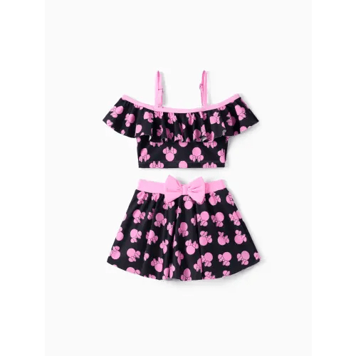 Disney Mickey and Friends Baby/Toddler Girl 2pcs Minnie Mouse Allover Print Bowknot Ruffled Off Shoulder UPF50+ Swimsuit Set Only $26.99 PatPat US Mobile