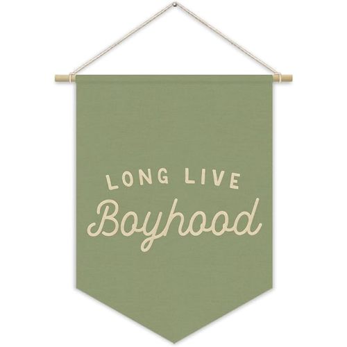 Long Live BoyHood Banner Sage Green Decor Boy Room Decor,Nursery Playroom Wall Decor For Boys Bedroom Toddler Decorations Teen Boy Room Decor,Wall Hanging Pennant Flag Banner 15x11in