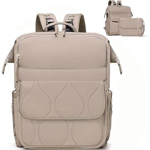 miss fong Diaper Bag Backpack - Baby Diaper Bag Travel Diaper Backpack with Diaper Changing Pad Large Capacity Baby Backpack Pañaleras Para Bebe with 12 Pockets for Mom & Dad -Khaki