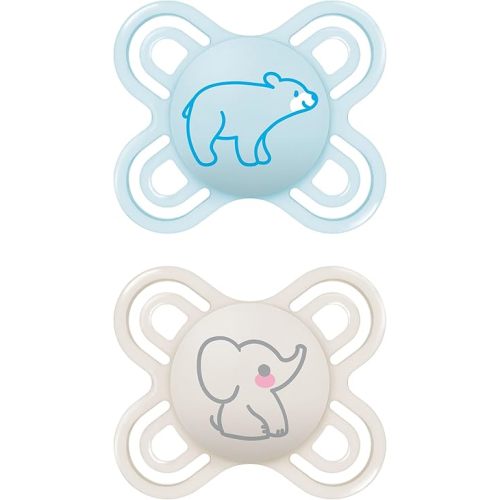 MAM Perfect Baby Pacifier, Patented Nipple, Developed with Pediatric Dentists & Orthodontists, Boy, 0-3 Months (Pack of 2)