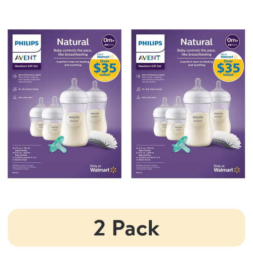 (2 pack) Philips Avent Natural Baby Bottle with Natural Response Nipple Newborn Gift Set, SCD837/03