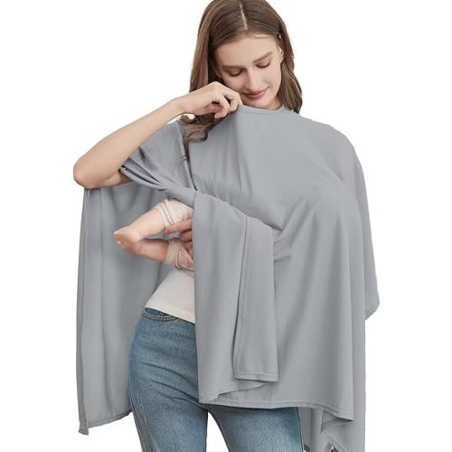 Cooling Knit Nursing Cover for Baby Breastfeeding, Cozy Swaddle, Breathable and Soft, 360° Full Privacy Breastfeeding Coverage, Baby Shower Gifts for Boy&Girl (Dark Gray)