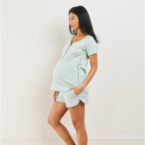 LAKE | Women | Pima Cotton Pajamas | Parisian Green Maternity Shorts Set