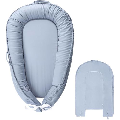 Hooyax Baby Lounger Cover Only, 100% Cotton Newborn Nest Cover, Soft Portable Baby Nest Replacement Cover for Boys Girls, Breathable Infant Lounger Covers, Baby Essential (Blue)