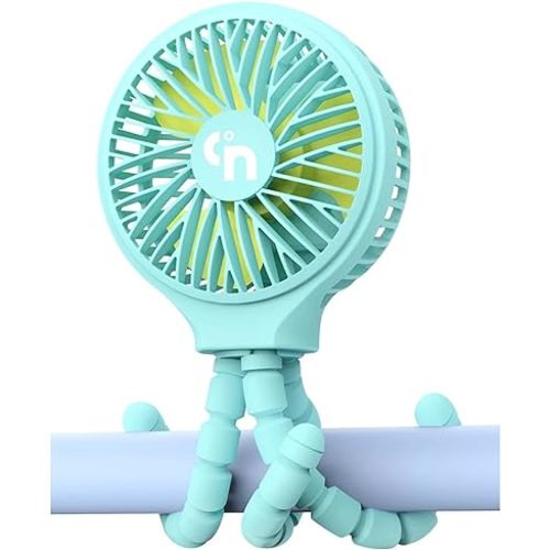 WiHoo Mini Handheld Stroller Fan,Battery Operated Fan Personal Portable Fan Car Seat Baby Fan with Flexible Tripod,USB or Battery Desk Fan Adjustable 3 Speeds for Camping/Traveling