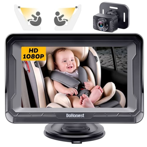 DoHonest Baby Car Camera HD 1080P - Rear-Facing Car Baby Monitor with Night Vision, Adjustable View Angle, Easy Setup, Anti-Glare Display, Safety for Kids & Infants