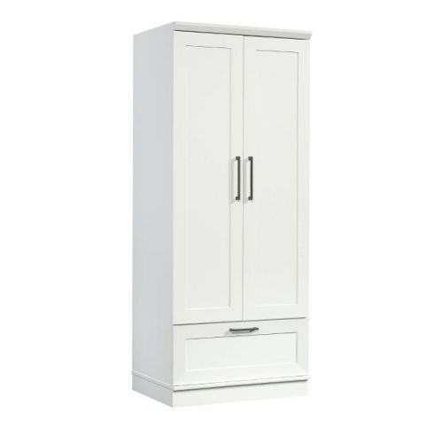Homeplus Wardrobe Soft White - Sauder: MDF Construction, 2-Door Armoire Dresser with Drawers & Metal Hardware