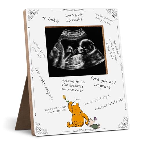Hatzelou Winnie Baby Shower Sign Picture Frame, Baby Sonogram Picture Message Frame, Gender Reveal Gifts, Party 4.3 * 5.3 IN Photos