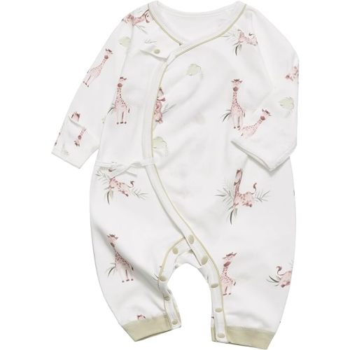 100% Organic Cotton Soft 0-6 Months Newborn Baby Romper Jumpsuits for Boys and Girls Unisex Long Sleeve