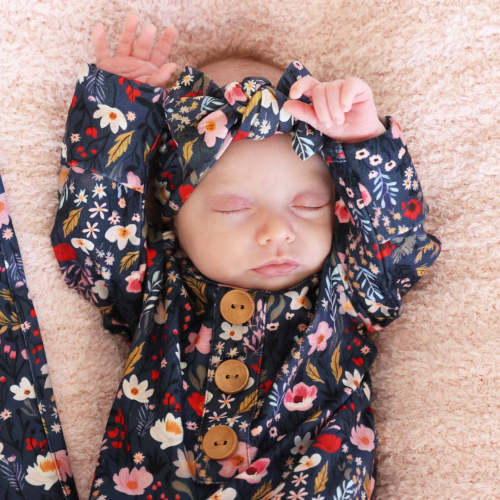 Midnight Meadow Knit Large Bow Headwrap