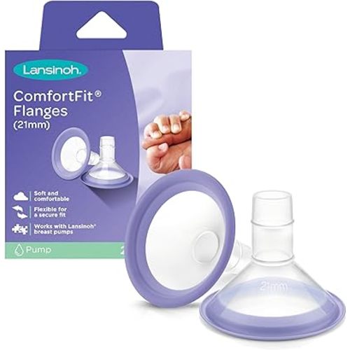 Lansinoh ComfortFit Breast Pump Flanges, Size 21mm, 2 Count